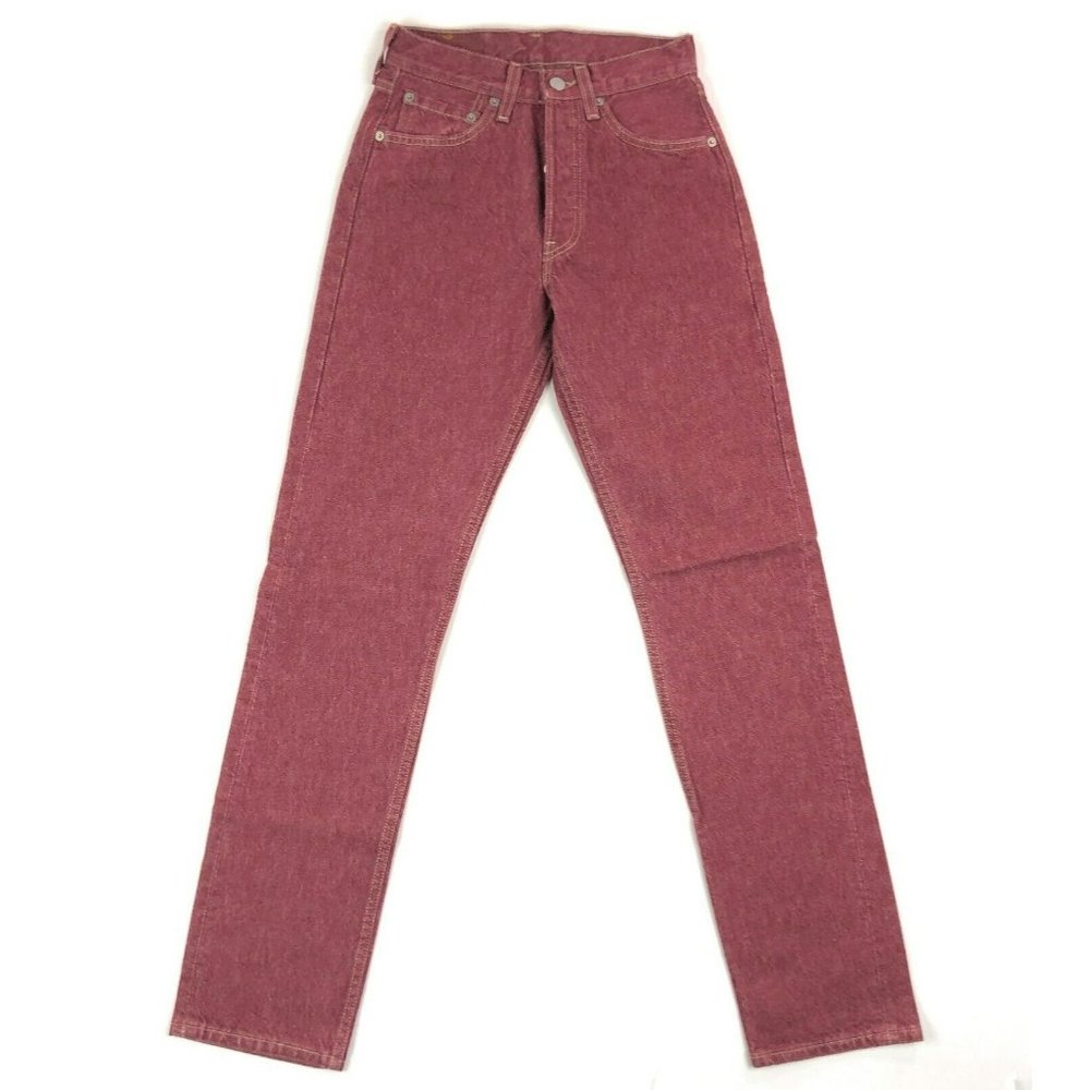 Levis 501 For Women 25x32 Red Jeans Vintage Button Fly Straight Leg Made In USA